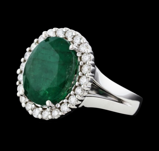 5.76 ctw Emerald and Diamond Ring - 14KT White Gold