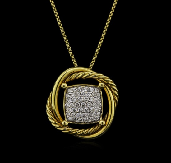 0.46 ctw Diamond Pendant With Chain - 18KT Yellow Gold