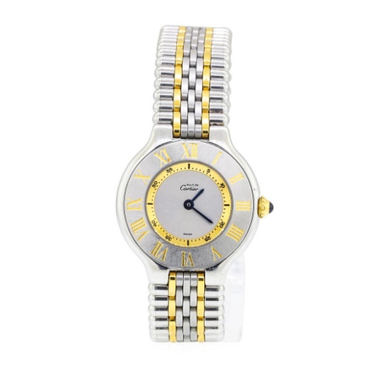 Must de Cartier Sterling Silver and Gold Quartz Wristwatch