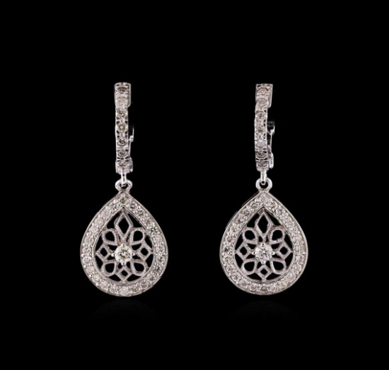 0.74 ctw Diamond Earrings - 14KT White Gold