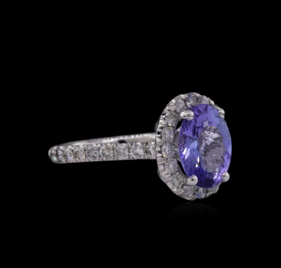 2.97 ctw Tanzanite and Diamond Ring - 14KT White Gold