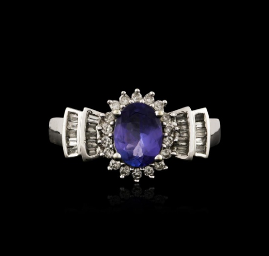 14KT White Gold 1.03 ctw Tanzanite and Diamond Ring