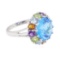 8.16 ctw Multi-Color Semi-Precious Gemstone Ring - 14KT White Gold