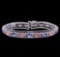 14KT White Gold 6.30 ctw Sapphire, Tanzanite and Diamond Bracelet