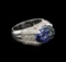 6.48 ctw Tanzanite and Diamond Ring - 14KT White Gold