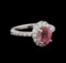 1.70 ctw Pink Tourmaline and Diamond Ring - 14KT White Gold