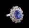 5.78 ctw Tanzanite and Diamond Ring - 14KT White Gold