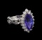 3.00 ctw Tanzanite and Diamond Ring - 14KT White Gold