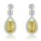 18k Two Tone Gold 4.60CTW Diamond Earring, (VS1-VS2/VS2/G-H/G /Fancy Yellow)