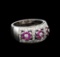 0.50 ctw Pink Sapphire and Diamond Ring - 18KT White Gold