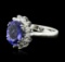 14KT White Gold 5.19 ctw Tanzanite and Diamond Ring