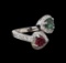 1.24 ctw Tourmaline and Diamond Ring - 14KT White Gold