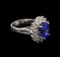 3.50 ctw Tanzanite and Diamond Ring - 14KT White Gold