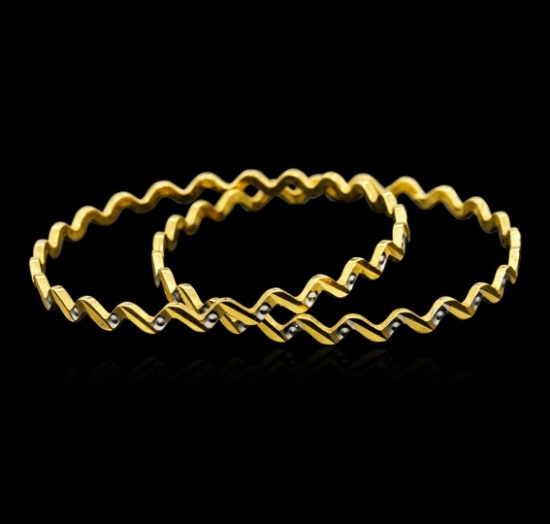 22KT Two-Tone Gold Fancy Bangle Bracelets
