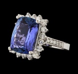 7.75 ctw Tanzanite and Diamond Ring - 14KT White Gold