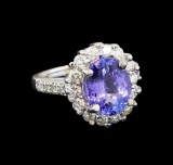14KT White Gold 3.82 ctw Tanzanite and Diamond Ring