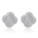 18k White Gold 0.99CTW Diamond Earring, (VS2-SI1/H-I)