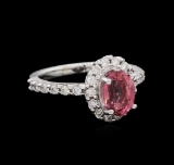 1.70 ctw Pink Tourmaline and Diamond Ring - 14KT White Gold