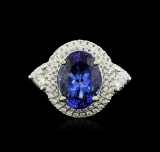 14KT White Gold 3.50 ctw Tanzanite and Diamond Ring