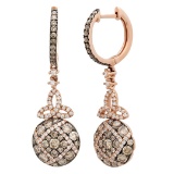 14k Rose Gold 1.65CTW Diamond and Brown Diamonds Earring, (VS-SI1/F-G)