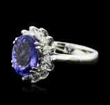 14KT White Gold 5.19 ctw Tanzanite and Diamond Ring