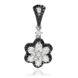 14k White Gold 0.65CTW Diamond and Black Diamonds Pendant, (SI1-SI2/Gold)