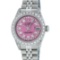 Rolex Ladies Stainless Steel Quickset Pink String Diamond Lugs Datejust Wristwat