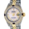 Rolex Ladies 2 Tone Pink Mother Of Pearl Roman & Sapphire Datejust Wristwatch