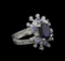 14KT White Gold 3.49 ctw Sapphire, Tanzanite and Diamond Ring