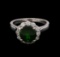 2.45 ctw Green Tourmaline and Diamond Ring - 14KT White Gold