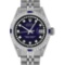 Rolex Ladies Stainless Steel Diamond Lugs MOP Blue Vignette Diamond Datejust Wri