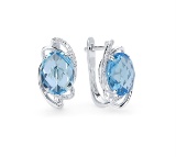 14k White Gold 5.02CTW Diamond and Blue Topaz Earring, (SI1/G)