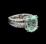 GIA Cert 8.55 ctw Emerald and Diamond Ring - 14KT White Gold