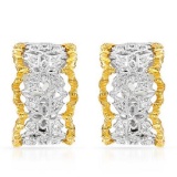 18k Two Tone Gold 0.22CTW Diamond Earring, (SI1/G-H)