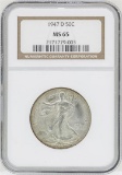 1947-D Walking Liberty Half Dollar Coin NGC MS65