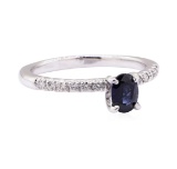 1.31 ctw Blue Sapphire and Diamond Ring - 14KT White Gold