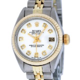 Rolex Ladies 2 Tone 14K White Diamond 26MM Datejust Wristwatch