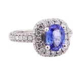 2.44 ctw Sapphire And Diamond Ring - 14KT White Gold