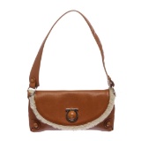 Salvatore Ferragamo Brown Leather Small Shoulder Handbag