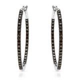 14k White Gold 0.51CTW Brown Diamonds Earring, (I1)