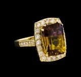 7.83 ctw Ametrine and Diamond Ring - 14KT Yellow Gold