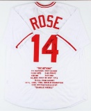 Cincinnati Reds Pete Rose Autographed Jersey With Stats