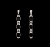 Crayola 21.00 ctw Garnet and White Sapphire Earrings - .925 Silver