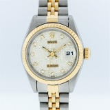 Rolex Ladies 2 Tone 14K Cream Diamond 26MM Datejust Wristwatch