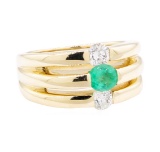 1.20 ctw Emerald And Diamond Ring - 14KT Yellow Gold