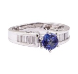 1.05 ctw Blue Sapphire and Diamond Ring - 18KT White Gold