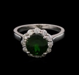2.45 ctw Green Tourmaline and Diamond Ring - 14KT White Gold