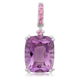 14k White Gold  3.69CTW Amethys and Pink Sapphire Pendant