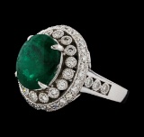 4.75 ctw Emerald and Diamond Ring - 14KT White Gold