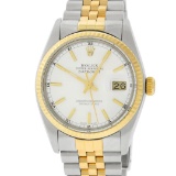 Rolex Mens 2 Tone 14K White Index Datejust 36MM Wristwatch